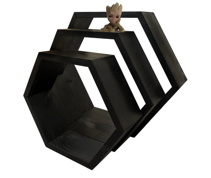 3 hexagonal wall shelf