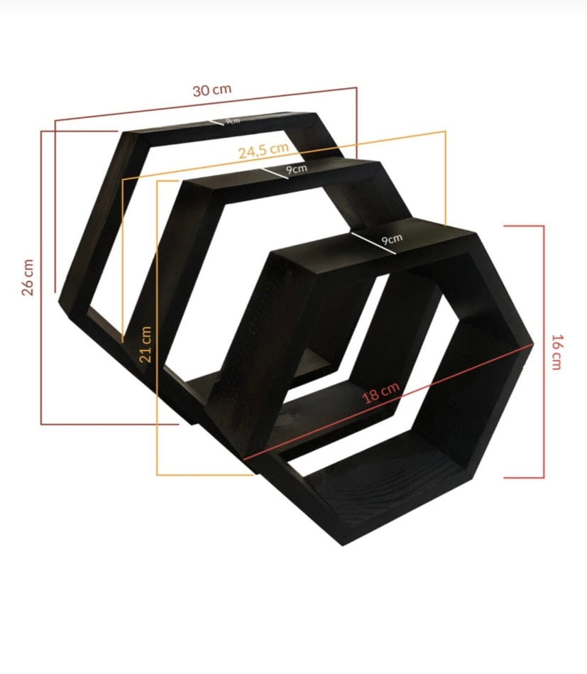 3 hexagonal wall shelf